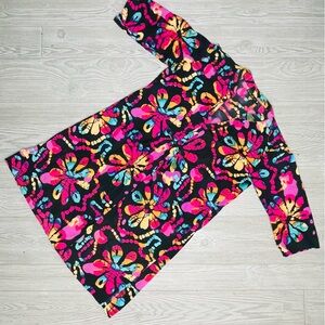 Long sleeve tie dye kiki sol rainbow floral long sleeve dress tropical beach m